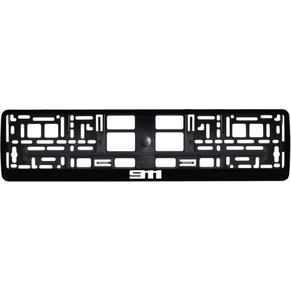 gloss black license plate frame with white 911 logo