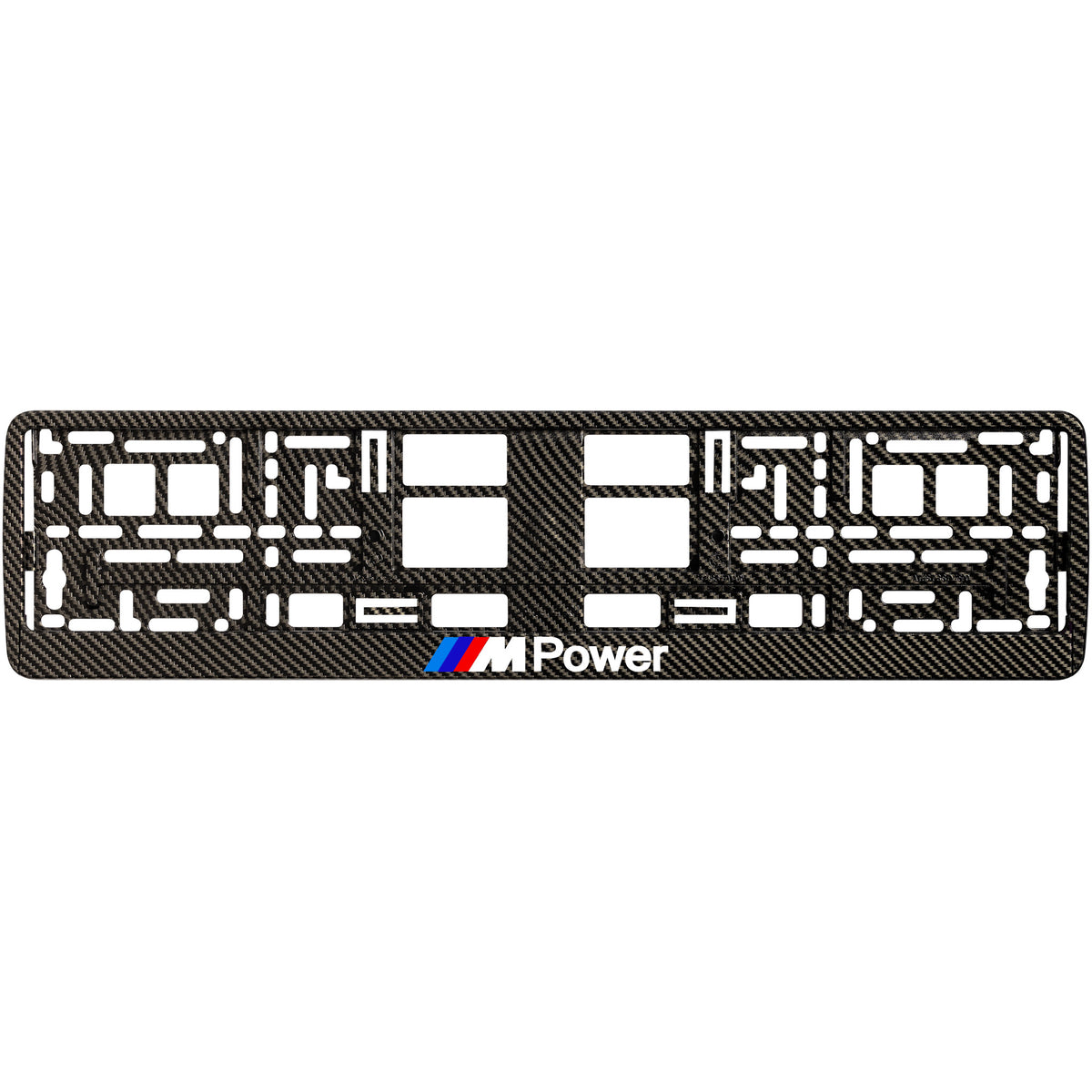 
        carbon license plate frame with m power logo
     