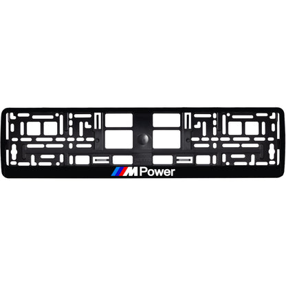 Gloss Black license plate frame with bmw m power logo