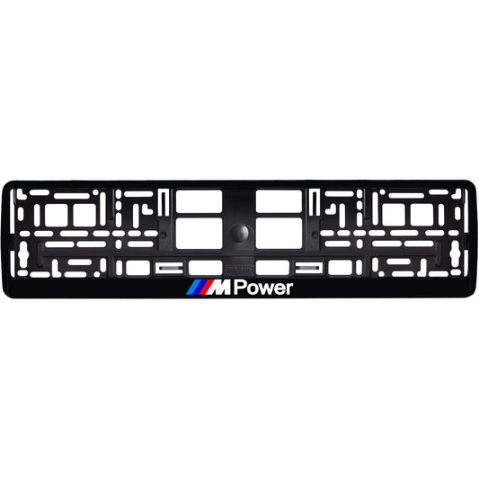 Gloss Black license plate frame with bmw m power logo