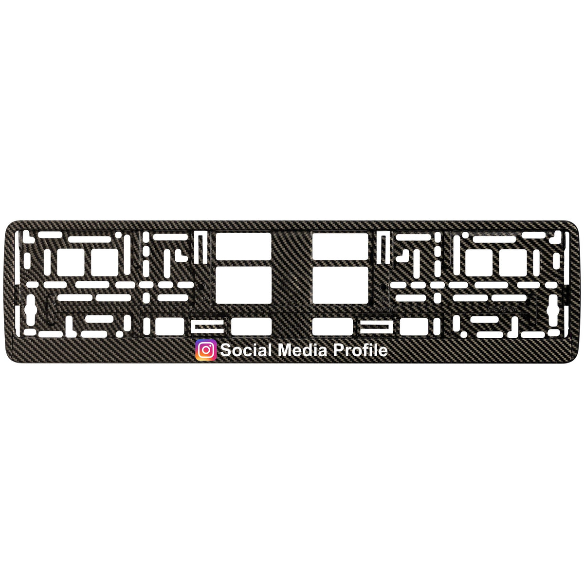 custom carbon license plate frame with social media