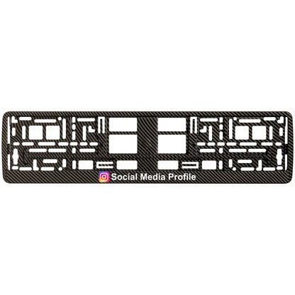 custom carbon license plate frame with social media