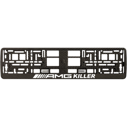 carbon license plate frame with amg killer white text