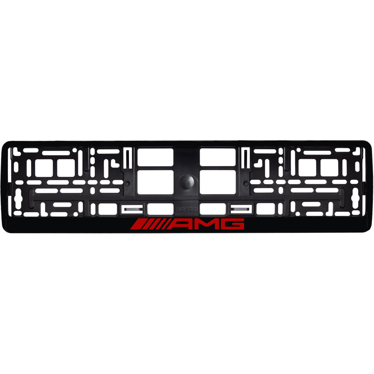 
        Gloss Black license plate frame with red AMG logo
     