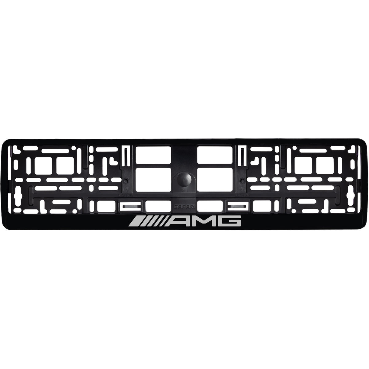 
        Gloss Black license plate frame with silver AMG logo
     