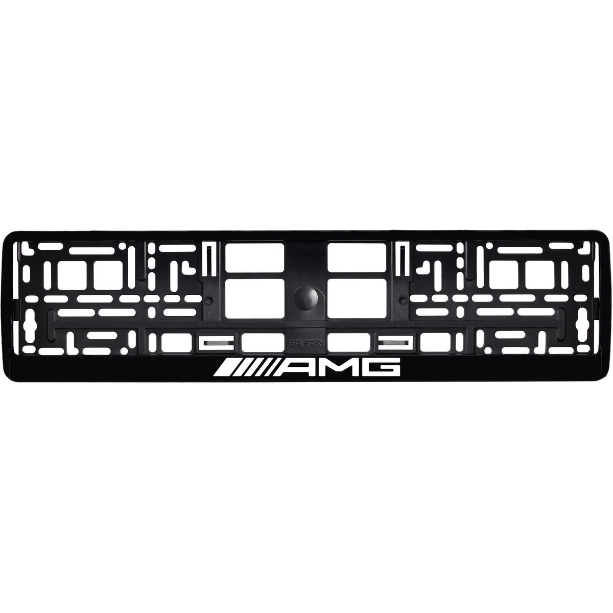 
        Gloss Black license plate frame with white AMG logo
     