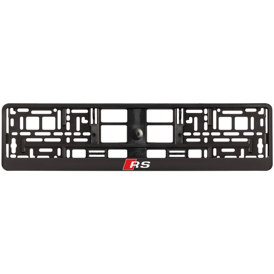 black license plate frame with audi rs logo