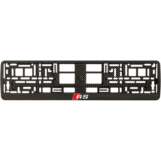carbon license plate frame with audi rs logo
