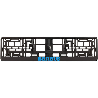 black license plate frame blue cyan brabus logo
