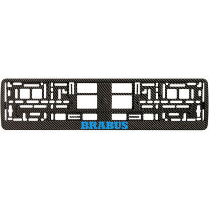 carbon license plate frame blue cyan brabus logo