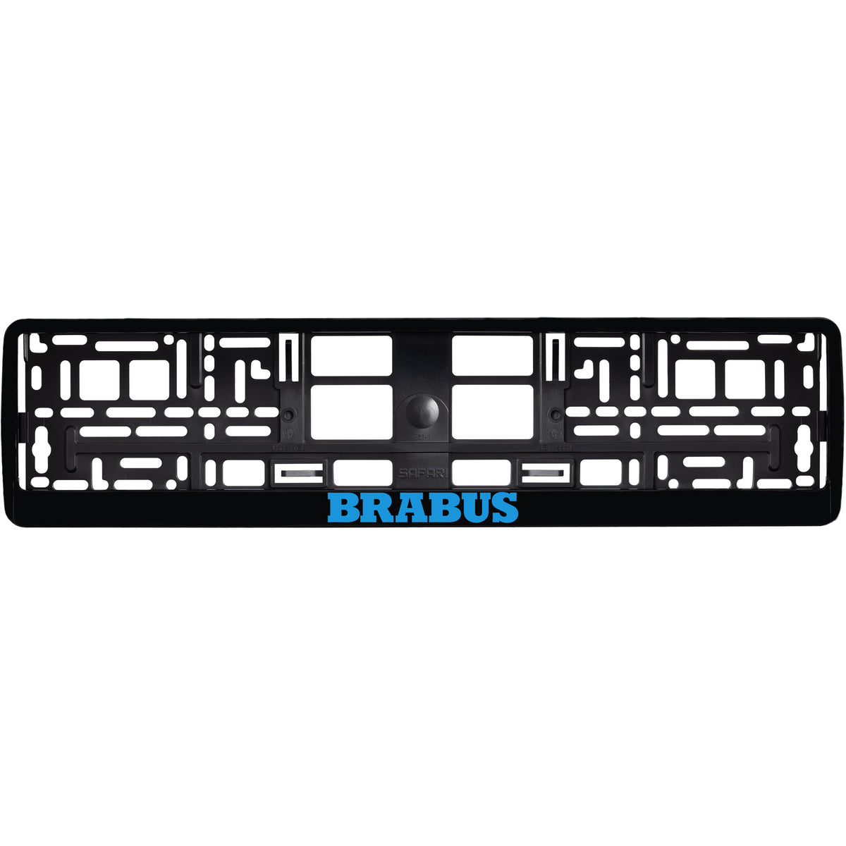 
        gloss black license plate frame blue cyan brabus logo
     