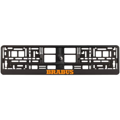 black license plate frame orange brabus logo