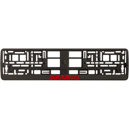 carbon license plate frame red brabus logo