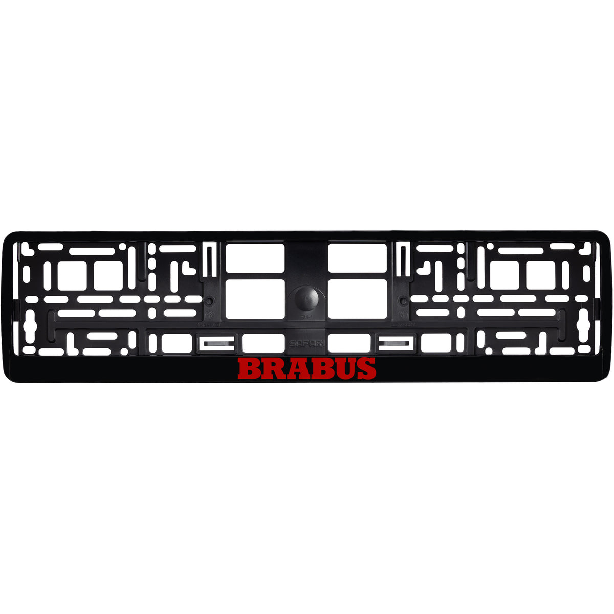 
        gloss black license plate frame red brabus logo
     