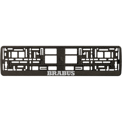 carbon license plate frame silver brabus logo