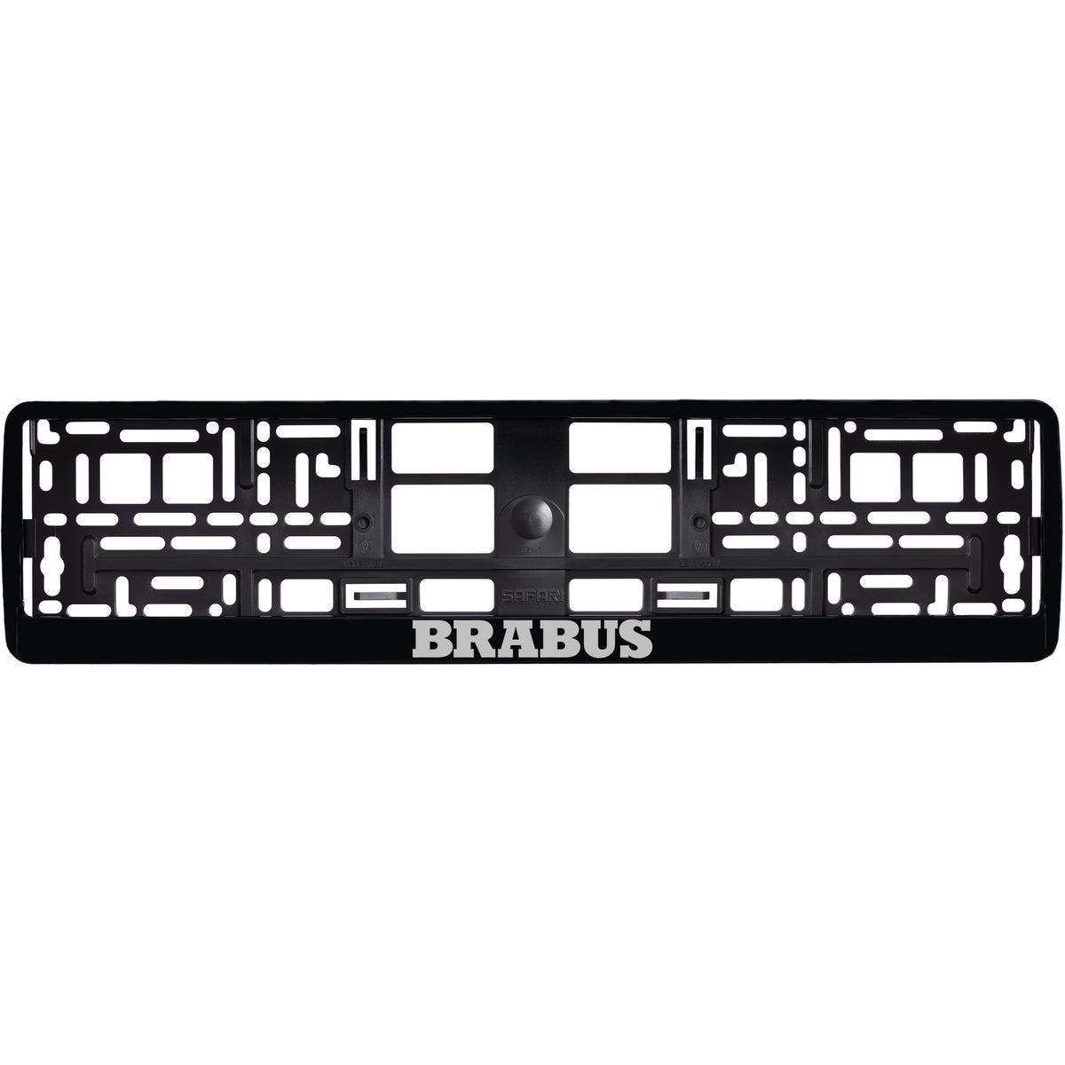 
        gloss black license plate frame silver brabus logo
     