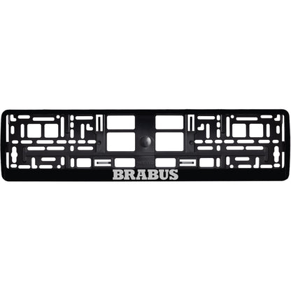gloss black license plate frame silver brabus logo