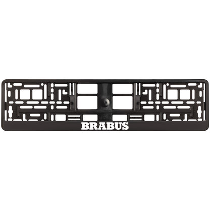 black license plate frame white brabus logo
