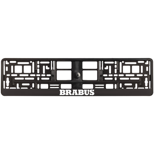 black license plate frame white brabus logo