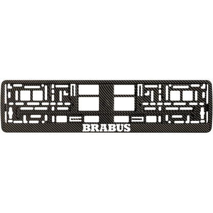 carbon license plate frame white brabus logo