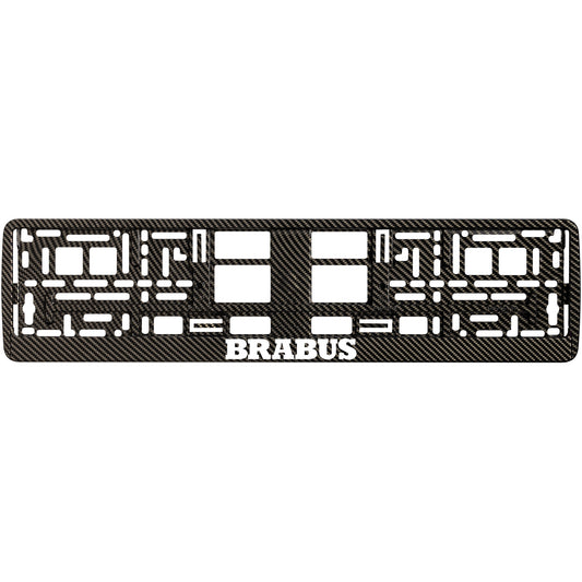 carbon license plate frame white brabus logo