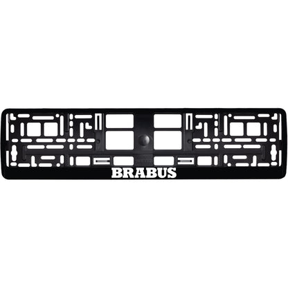 gloss black license plate frame white brabus logo