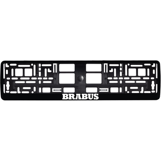 gloss black license plate frame white brabus logo