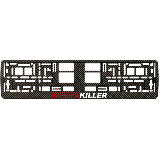 carbon license plate frame with ferrari killer logo