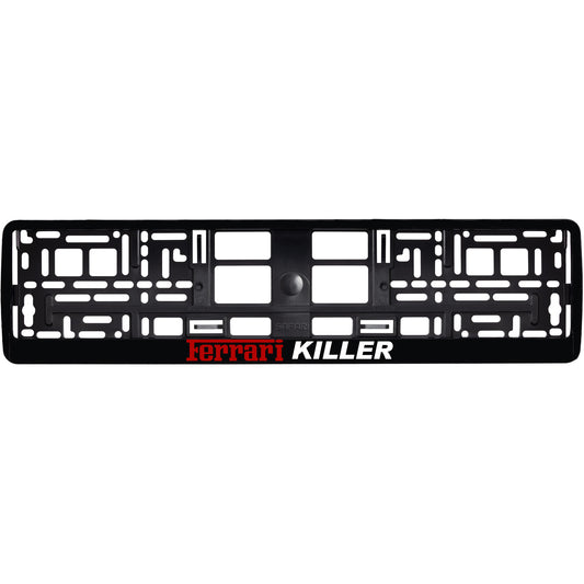 gloss black license plate frame with ferrari killer logo