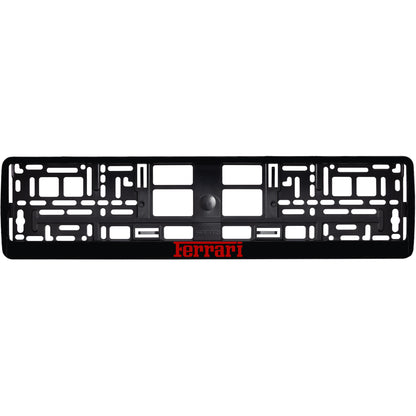 gloss black license plate frame with red ferrari logo