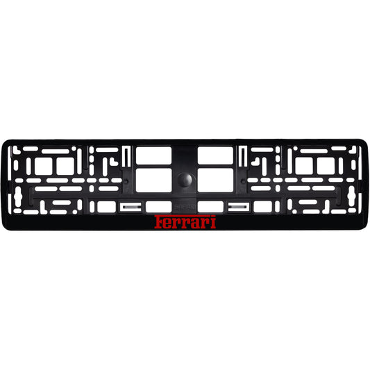 gloss black license plate frame with red ferrari logo
