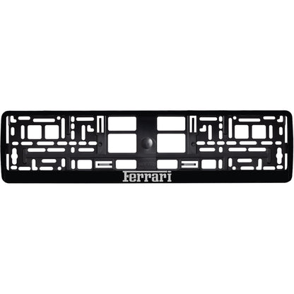 gloss black license plate frame with silver ferrari logo