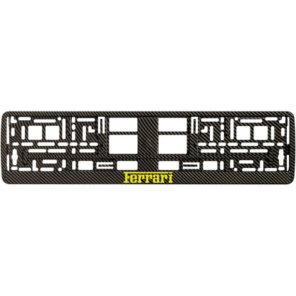 carbon license plate frame with yellow ferrari logo