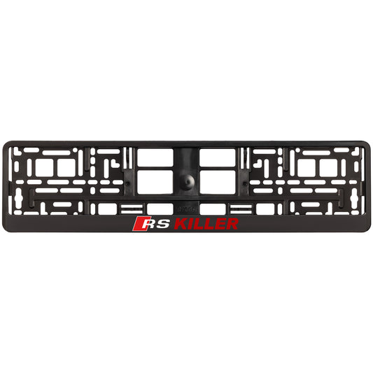Black license plate frame with 'RS KILLER' red text