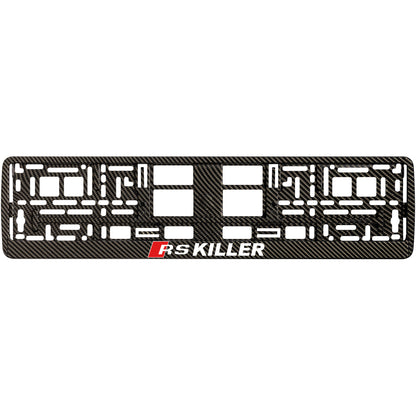 carbon license plate frame with white rs killer logo