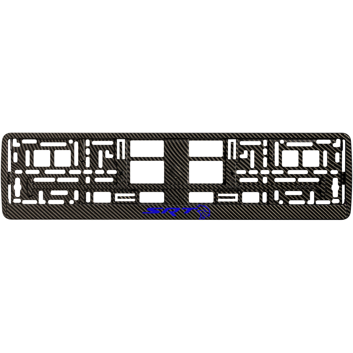 
        carbon license plate frame with blue hellcat logo
     