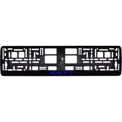 gloss black license plate frame with blue hellcat logo