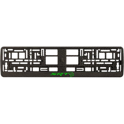 carbon license plate frame with green hellcat logo