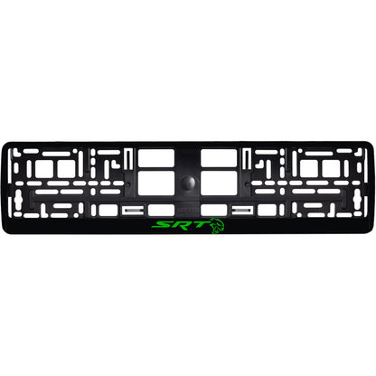 gloss black license plate frame with green hellcat logo