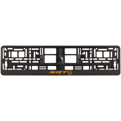 black license plate frame with orange hellcat logo