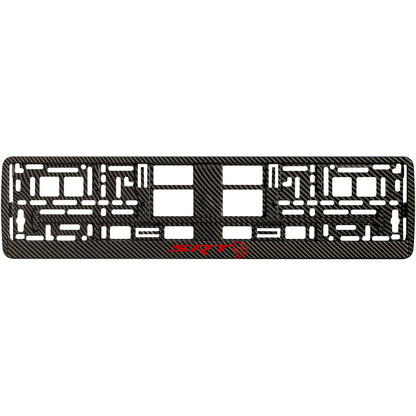 carbon license plate frame with red hellcat logo