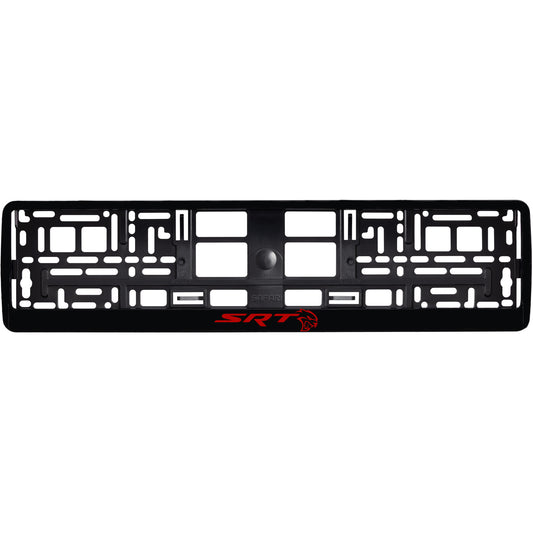 gloss black license plate frame with red hellcat logo