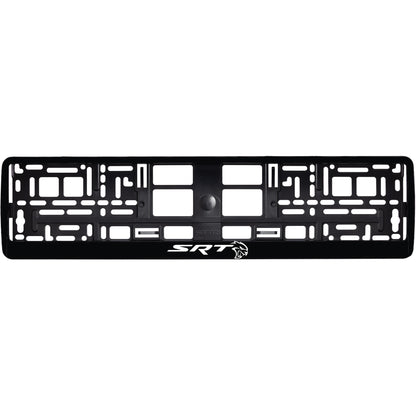 gloss black license plate frame with white hellcat logo