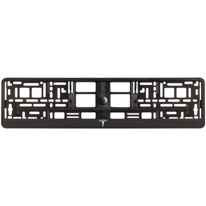 black license plate with silver tesla logo