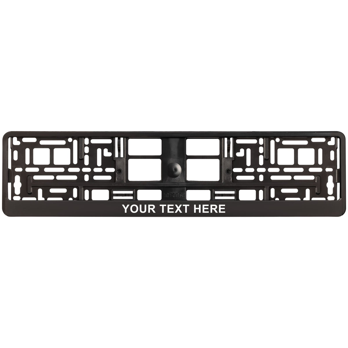 custom black license plate frame with text