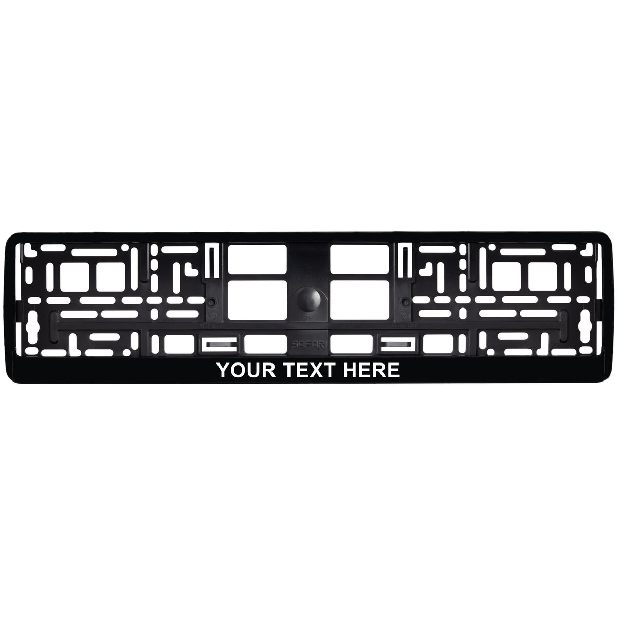 
        custom gloss black license plate frame with text
     
