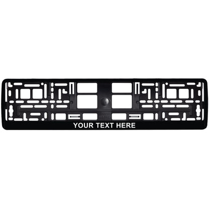 custom gloss black license plate frame with text