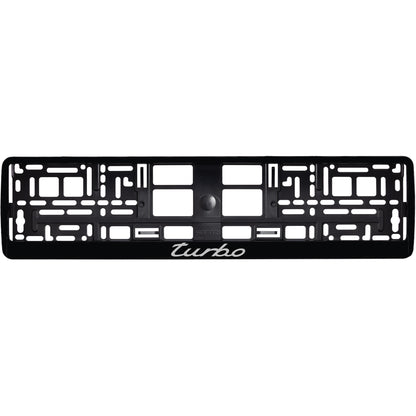 gloss black license plate frame with red silver logo