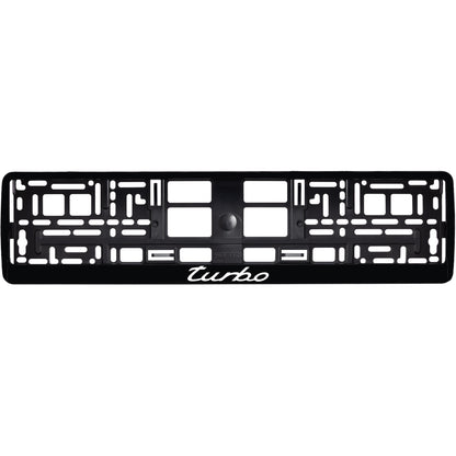 gloss black license plate frame with red white logo